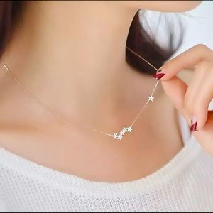 NWT Crystal Necklace Five Point Stars Silver Luxury Party